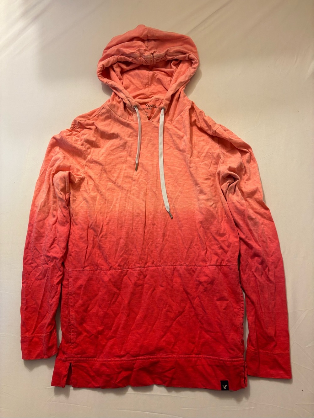 American Eagle Outfitters Coral-to-Red Ombre Hooded Pullover